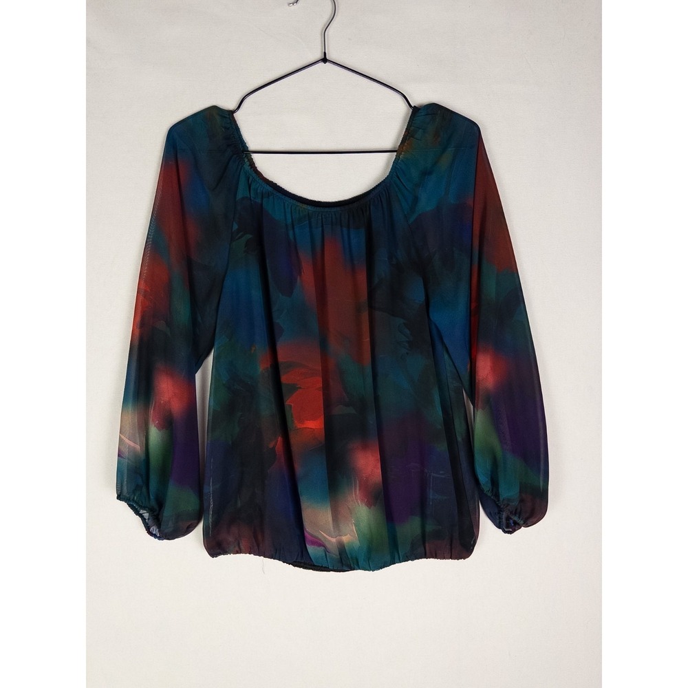Alice and OIivia Blouse Womens S Floral Artwork‎ Tie Dye Scoop Neck